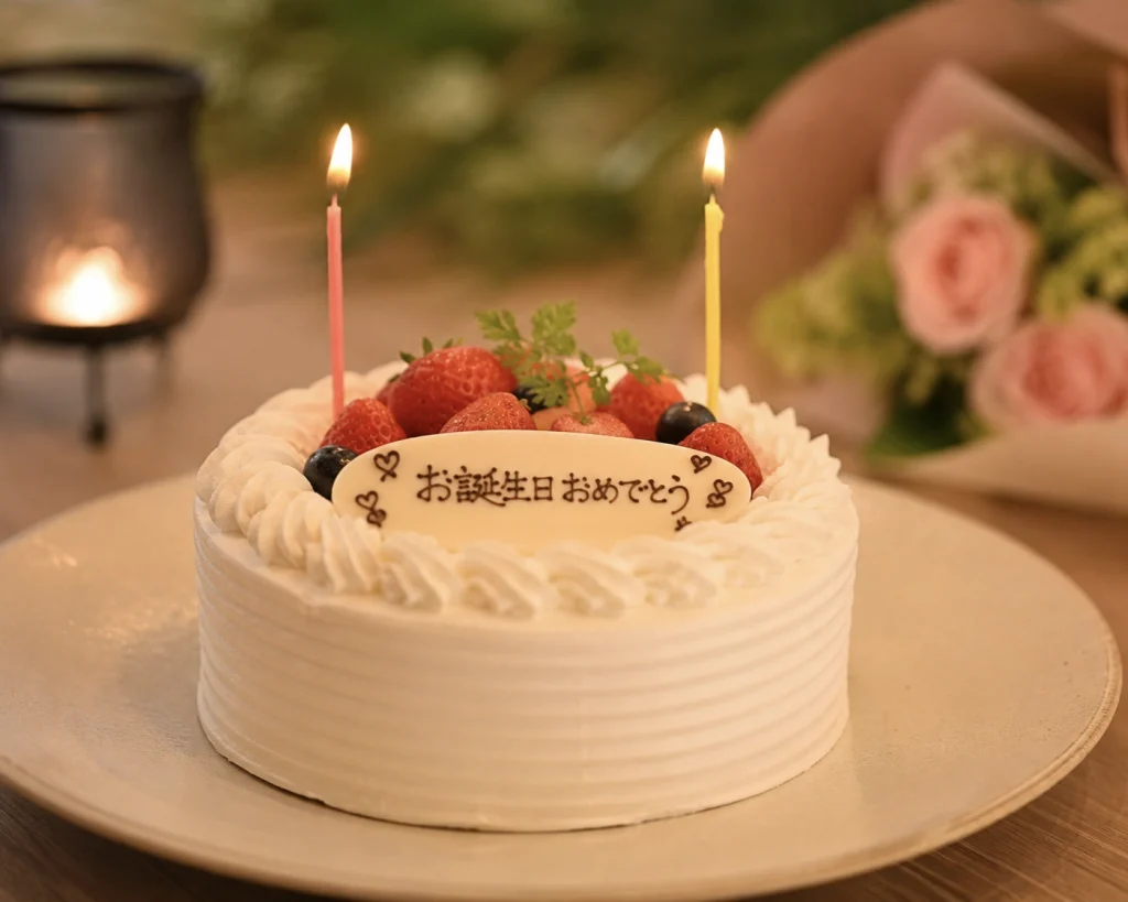 城崎温泉 泉翠の記念日プラン。誕生日や結婚記念日を彩るケーキのイメージ
