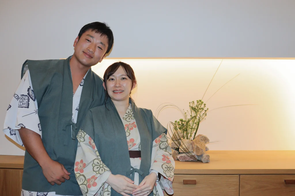 マタニティ旅行で城崎温泉の泉翠に宿泊されたご夫婦